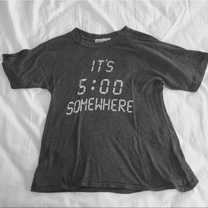 Wildfox Grey " It's 5pm Somewhere" Graphic Tee S